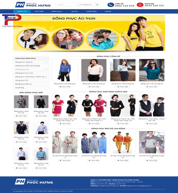 thiết kế website đồng phục may mặc cho học sinh sinh viên công sở