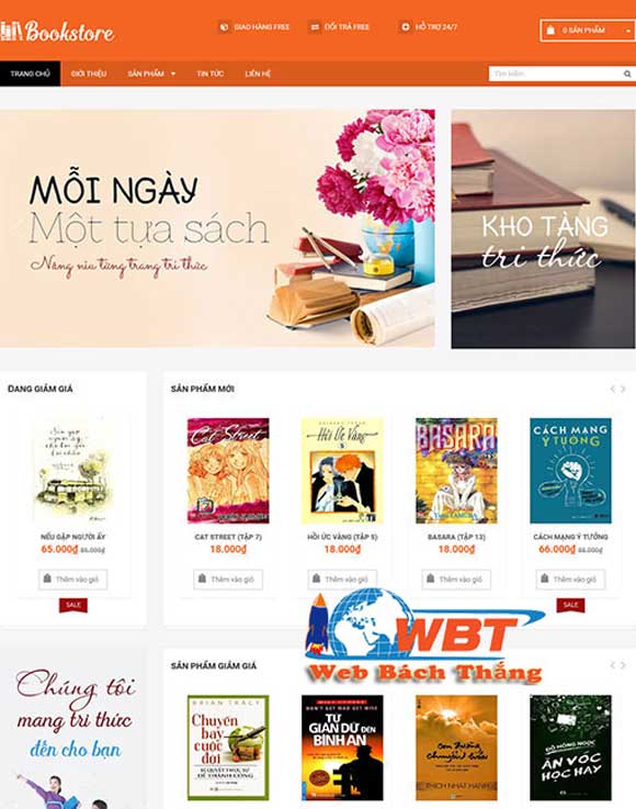 Giao diện website bán sách Online book store chuyên nghiệp