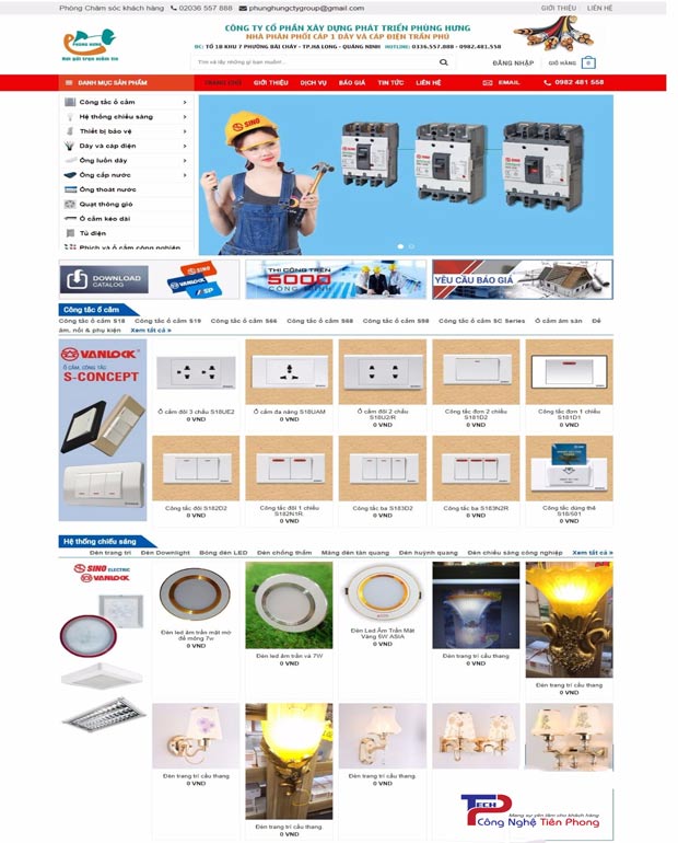 Mẫu thiết kế web cửa hàng trang thiết bị điện bóng đèn LED chuyên nghiệp