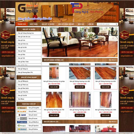 Mẫu web kinh doanh sàn gỗ đẹp hiện đại