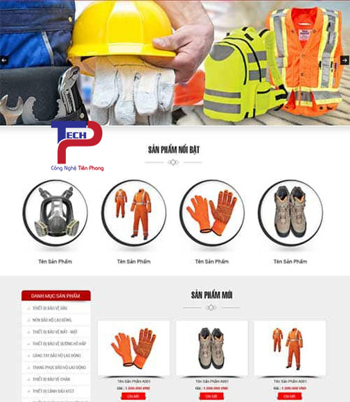 Mẫu website bán trang thiết bị bảo hộ lao động chuyên nghiệp