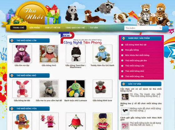 Mẫu thiết kế website cửa hàng gấu bông giá rẻ