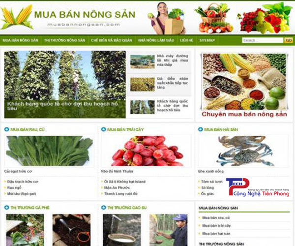 Mẫu website cửa hàng nông sản sạch chuẩn SEO