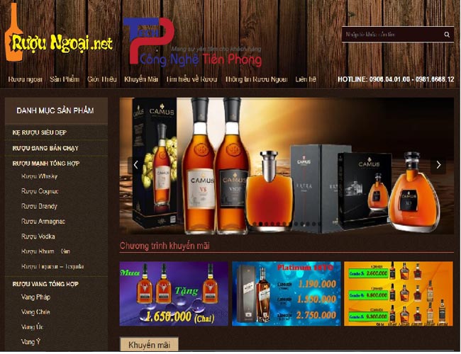 Mẫu website cửa hàng siêu thị rượu cao cấp chuẩn SEO