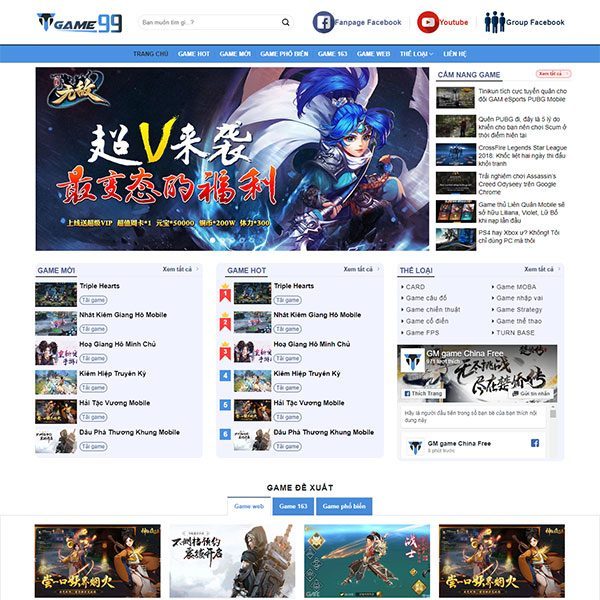Mẫu website giới thiệu, tải Game TP03