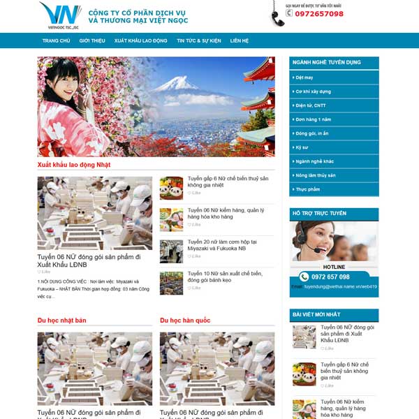 Mẫu website xuất khẩu lao động và du học Nhật Bản TP06