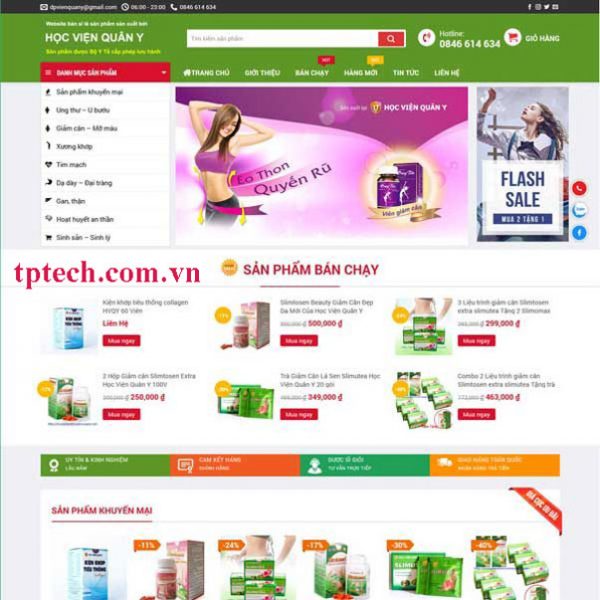 Mẫu website bán dược phẩm, thực phẩm chức năng TP12