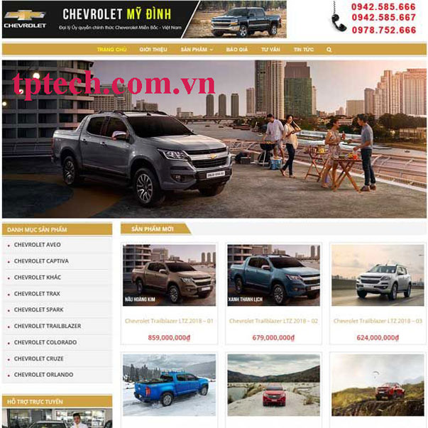 Mẫu website bán xe ô tô xe hơi TP15