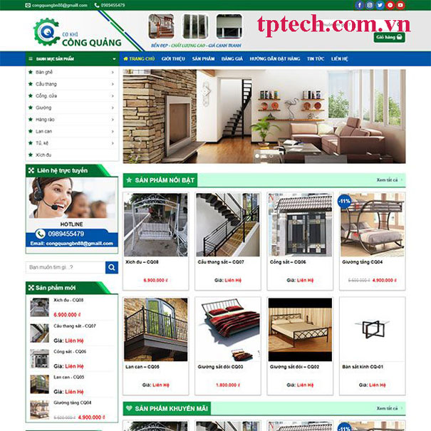 Mẫu website cửa hàng cơ khí TP17