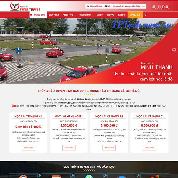 Mẫu website trung tâm đào tạo lái xe TP25
