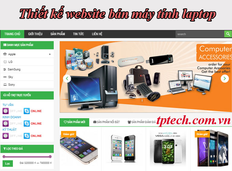 Dịch vụ thiết kế website bán máy tính laptop