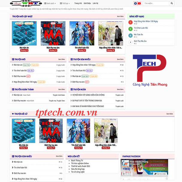 Mẫu website đọc truyện Online TP31