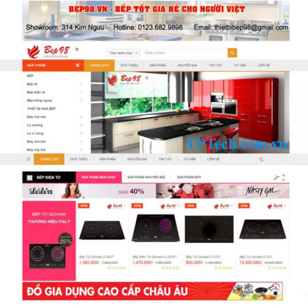 Mẫu website bán bếp đồ gia dụng TP40