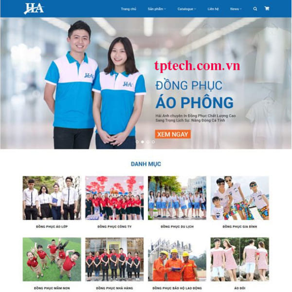 Mẫu website công ty may đo đồng phục TP36