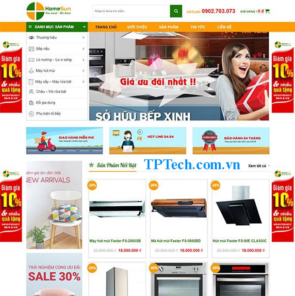 Mẫu website công ty thiết bị nhà bếp thông minh TP42